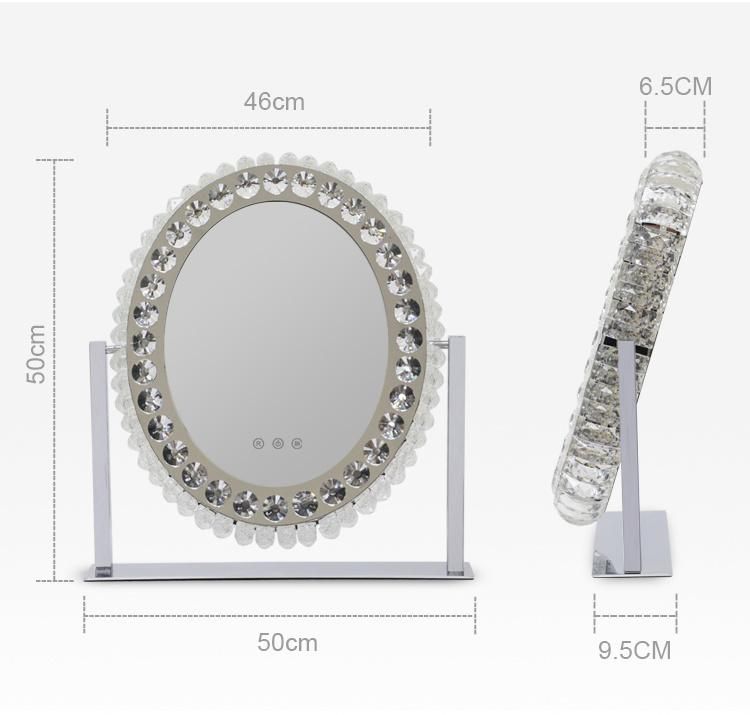 Oval Shape LED Crystal Makeup Cosmetic Mirror for Home Decor