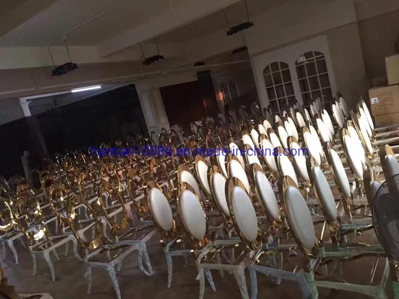 Moon Design Back Metal PU Leather Wedding Hotel Restaurant Dining Chair