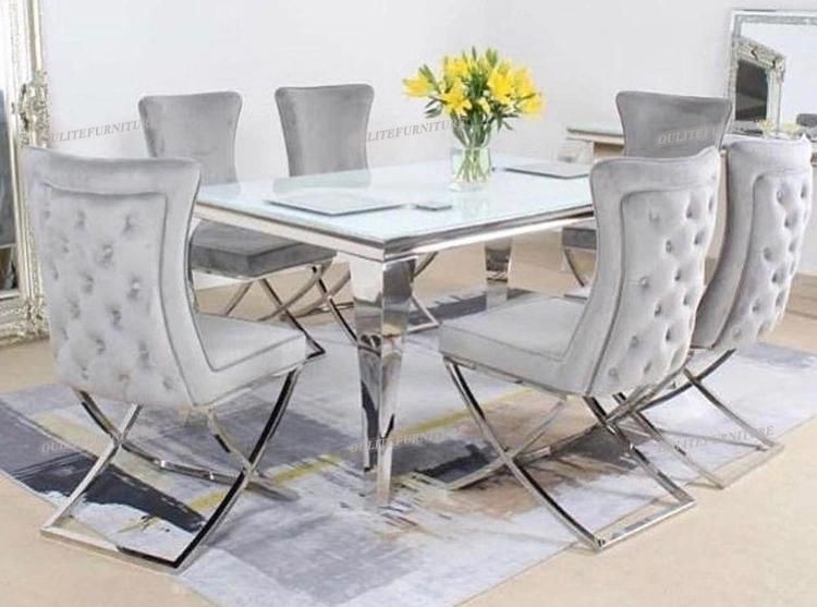 Blue Velvet Dining Chair with Metal Frame for Home Use