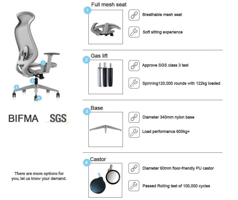 3 Position Lock Mechanism Depth Adjustable Lumbar Support Office Table Furniture