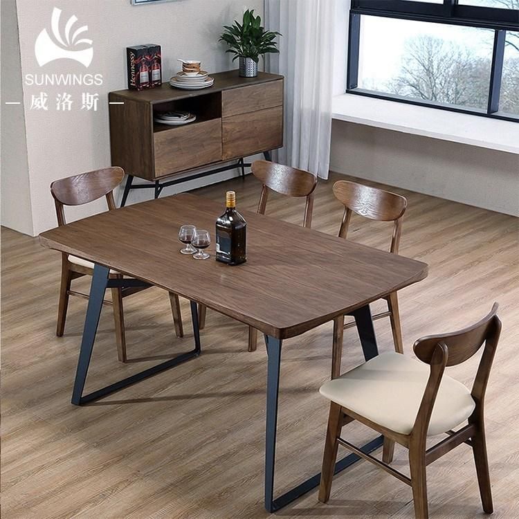 Walnut Solid Wood Dining Table with Steel Frame