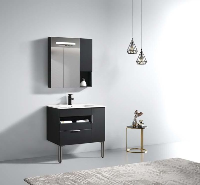 Factory Supplier Modern Hotel Furniture Mirror Wall Mount Single Sink Vanity Bathroom Cabinet