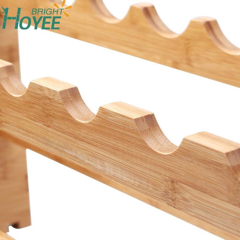 2-Tier Stackable Bamboo Wine Rack Perfect for Bar, Wine Cellar, Basement, Cabinet, Pantry, etc.