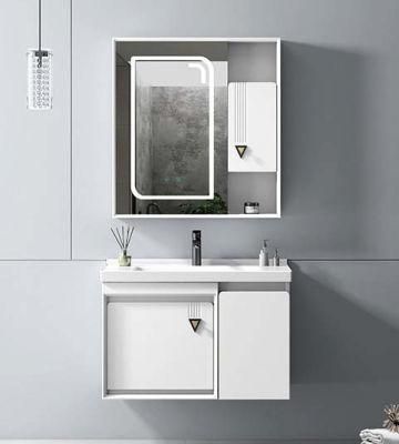 Factory Direct Sale Modern Designs PVC Waterproof Bathroom Cabinet Sinks PVC Bathroom Vanity with Wall Mirror