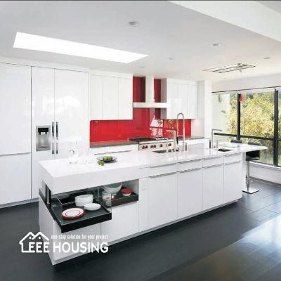 China Factory Directly Modern Push-Open Full White Island Kitchen Cabinet