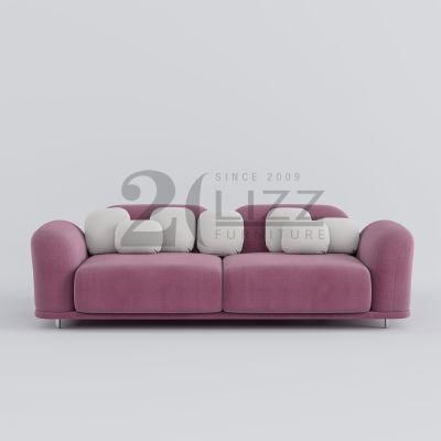 2022 Newest Design Velvet Fabric Rosy Sofa Leisure 3 Seater Chair Modern Home Living Room Furniture Set