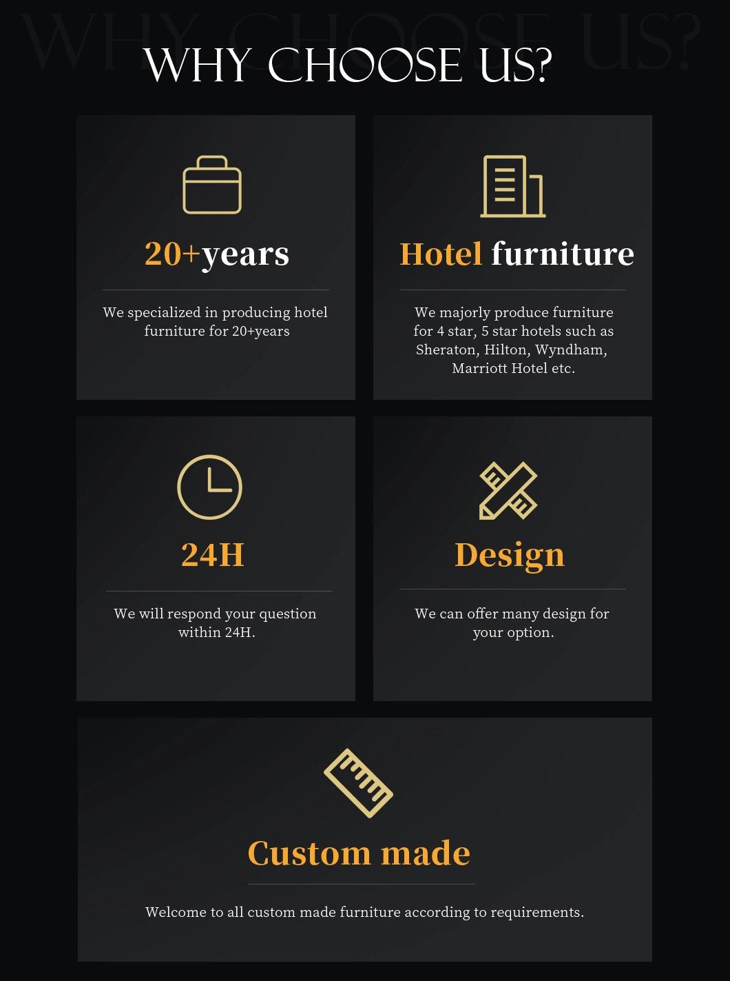 Customized American Style Upholstered Fabric Hotel Furniture for 4 5 Star Hotel Room Living Room