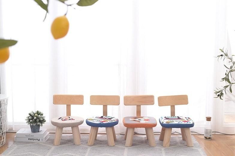 Cartoon Child Furniture Cute Children Stool Solid Wood Kids Round Stool Chairs for Kindergarten