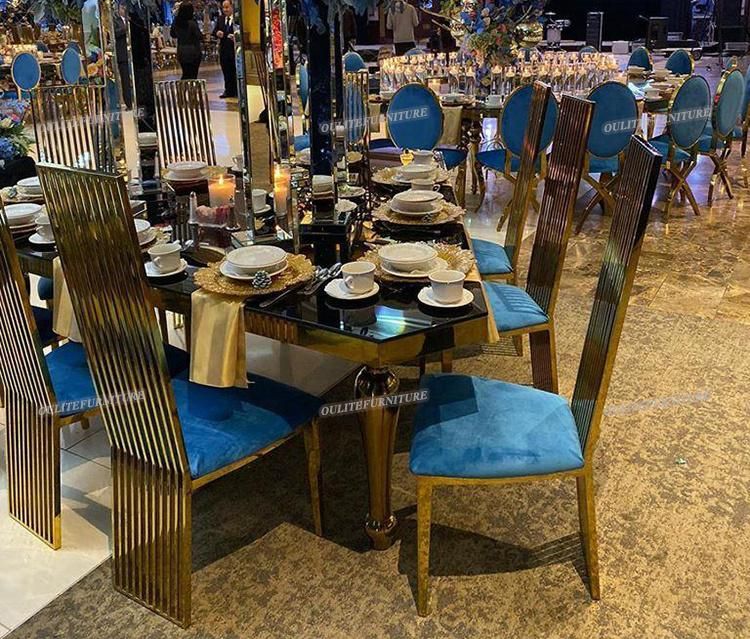 Royal High Back Wedding Gold Stainless Steel Dining Chair