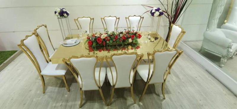 Factory Royal Event Decoration MDF Moon Table Stainless Steel Wedding Table