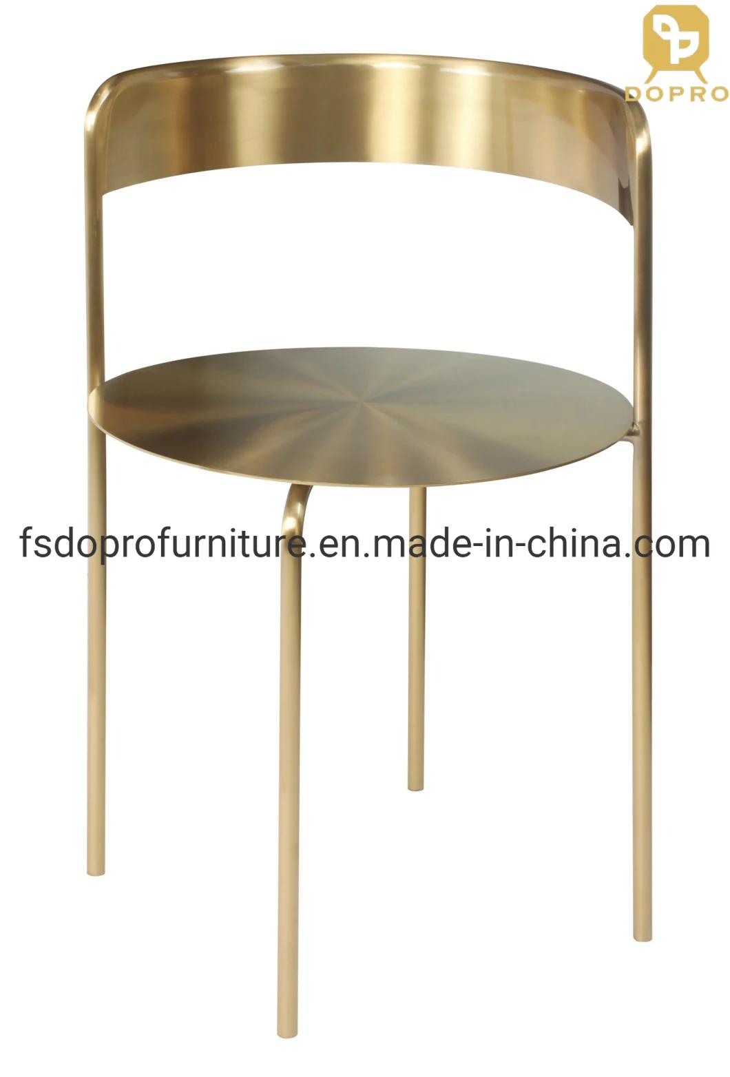 Modern Simple Fashion Design Korea Dining Metal Chair for Coffee Shop in Gold Plated