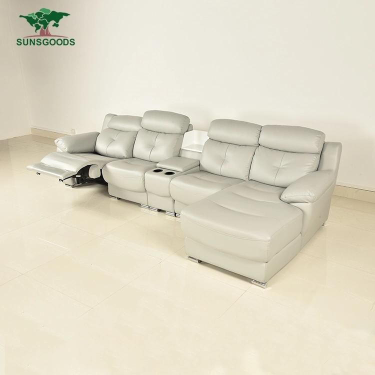 Chinese Top Grain Hafl Leather Home Movie Theater Cinema Manual Recliner Sofa Home Furniture