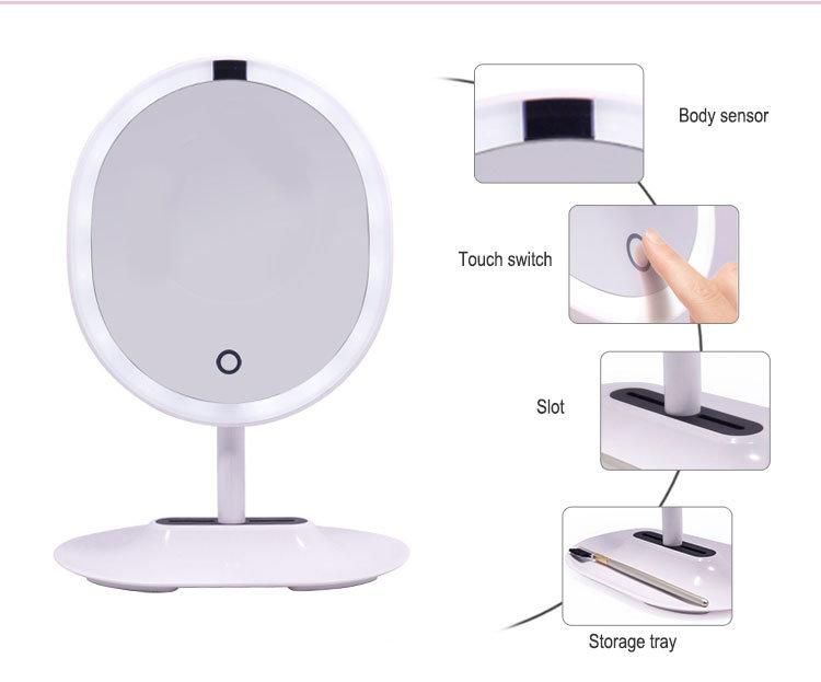 Desktop Body Sensor LED 5X Magnifies Girl Ladies Mirror Vanity