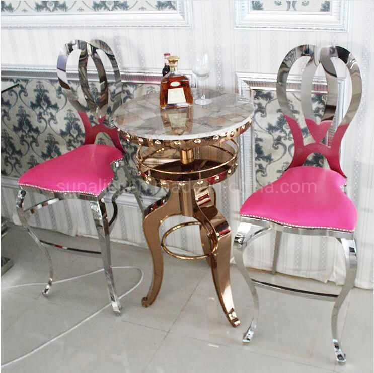High Glass Top Bar Counter Dning Table with Metal Frame