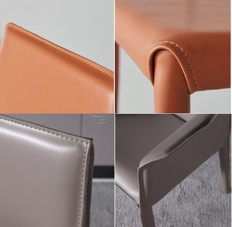 Cheap Leather Upholstered Metal Legs Colorful Home Decoration Royal Leather Dining Chair