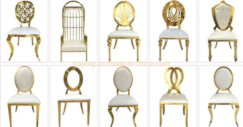 Cafeteria Tables and Chairs Single Elegant Cross Back Gold Stainless Steel Chair for Wedding Event Bride and Groom