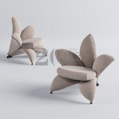 2022 Unique Flower Design Indoor Fabric Home Furniture Modern Upholstered Single Chair with Metal Leg