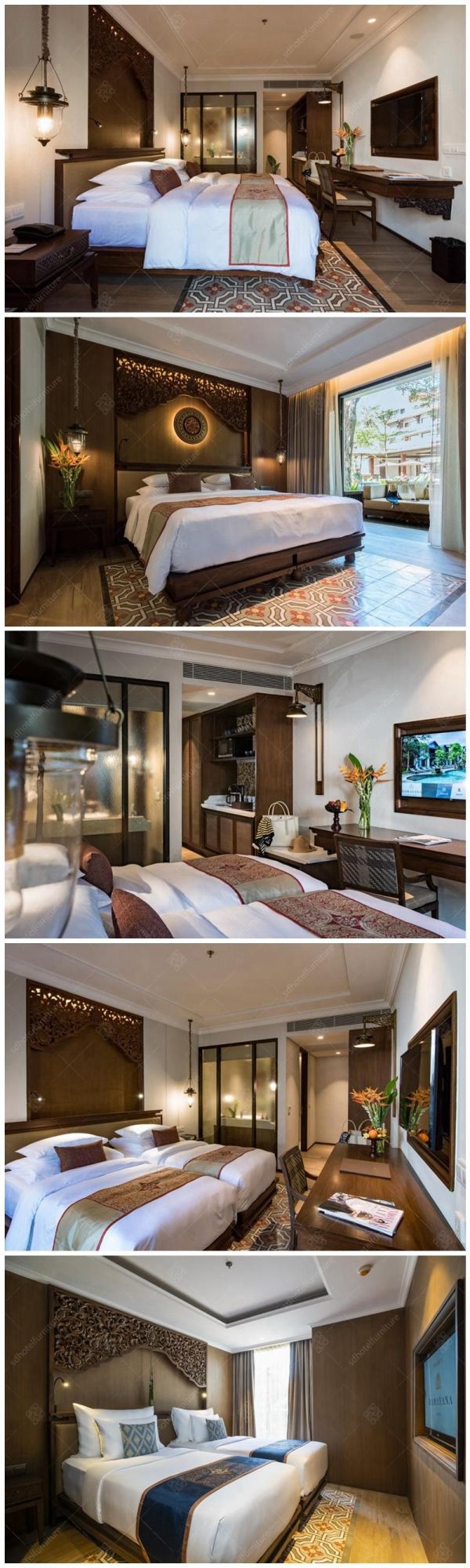 Hotel Furniture Manufacturer Solid Wood Curved Bedroom Furniture