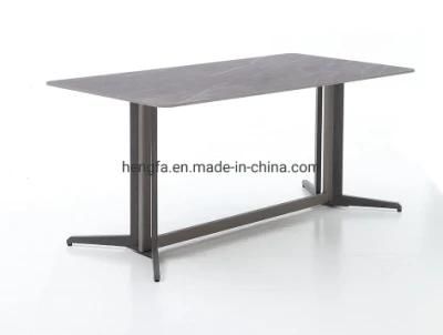 Home Modern Furniture Steel Frame Rectangle Marble Hotel Dining Table