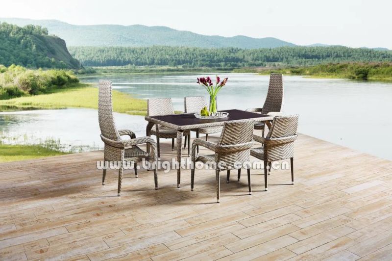 Aluminium PE Rattan Weaving Dining Set Outdoor Furniture