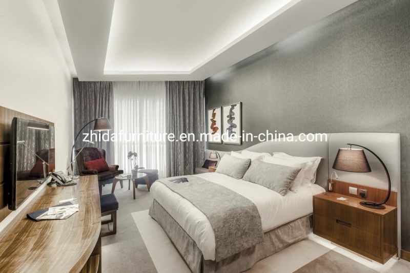 Custom Made Modern Hotel Villa Apartment Bedroom Guest Living Room Bedroom Furniture King Size Bed with Unique Shape Headboard
