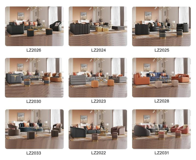 Modern European Style Luxury Design Furniture Leather Sofa Set