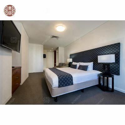 Modern Grey Hotel Bedroom Furniture Solid Wood Comfortable Environment