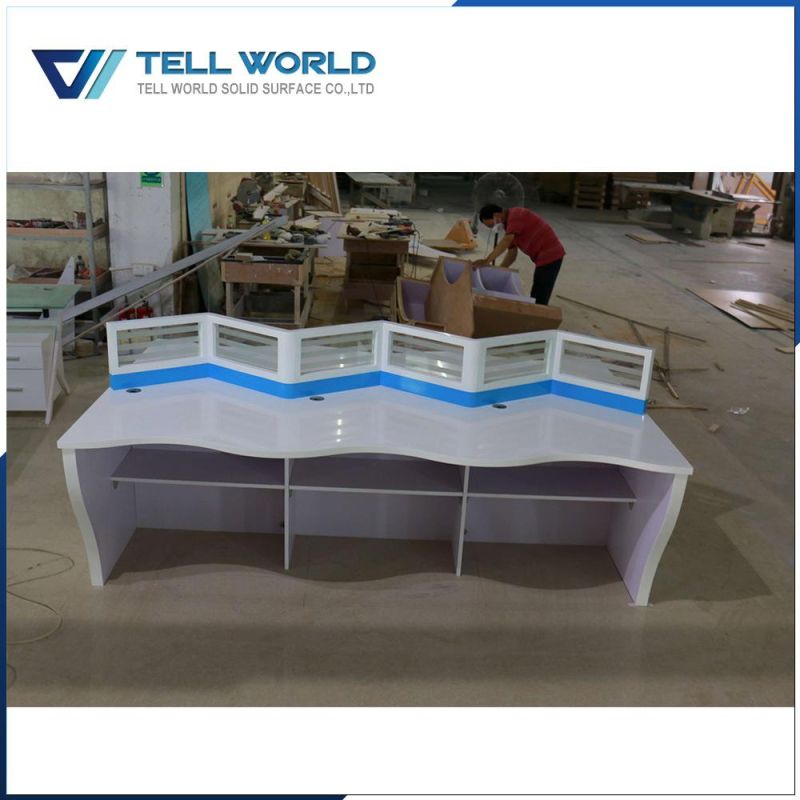 Artificial Stone Office Employee Working Partition Desk