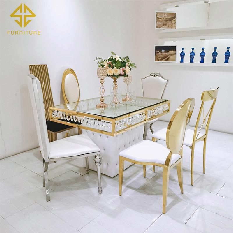 Luxury European Gold Stainless Steel Royal Velvet Upholstered Chair Dining Chair