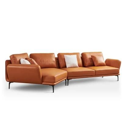 Real Leather Couch Contemporary Genuine Cattle Hide Sectional Sofa Modern Upholstered Living Room Furniture Set for Home S-2848