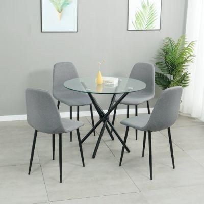 Cheap Furniture Small Modern Mirrored Clear Round Tempered Glass Top Dining Table