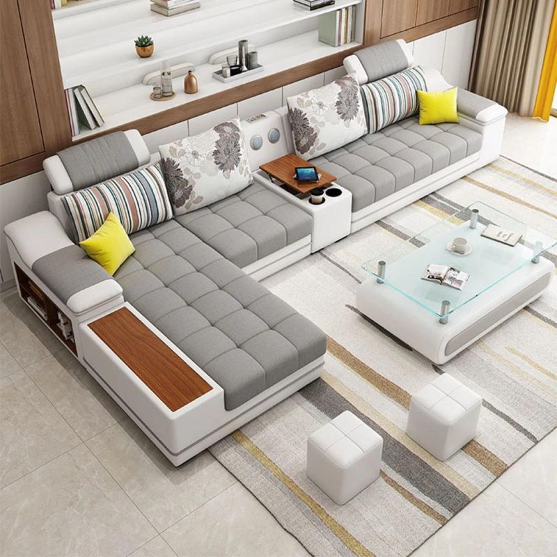 Big Corner Home Villa Hotel Lobby Comfortable Leather Sofa Sofa Set Furniture