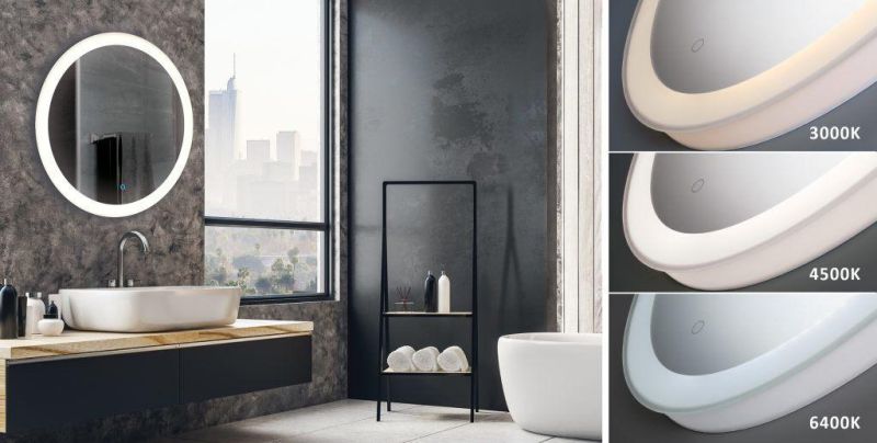 Modern Decorative Bathroom Rectangle LED Backlit Mirror with Demister