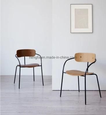 Modern Restaurant Home Furniture Set Metal Legs Wood Coffee Dining Chairs