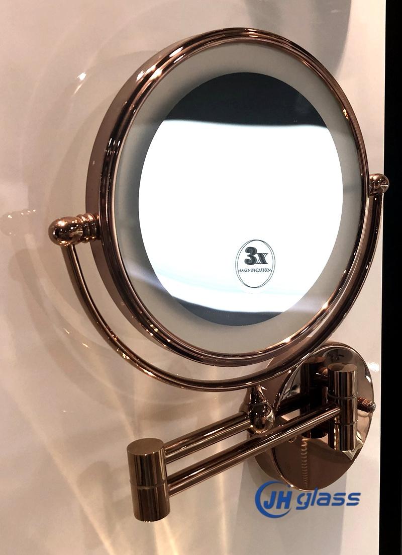 Bathroom LED Round Wall Mount Make up Magnification Mirror with Arm