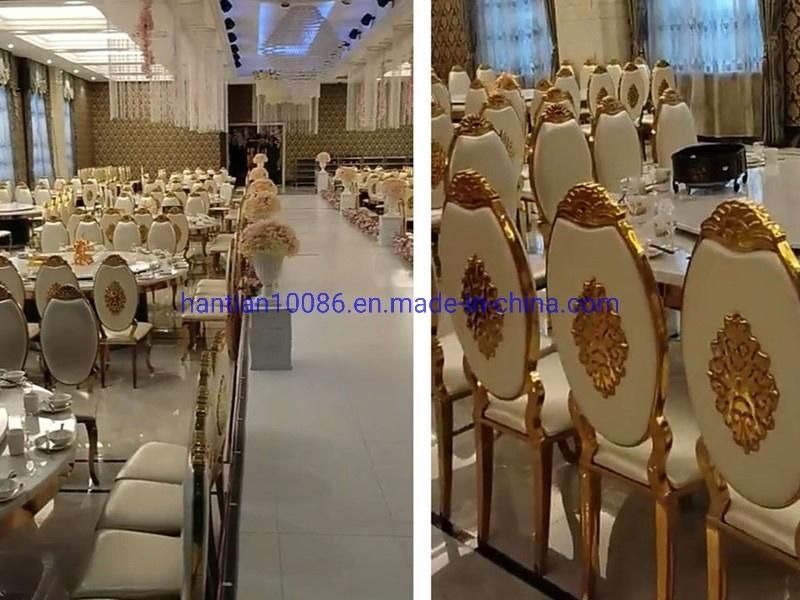 Moon Design Back Metal PU Leather Wedding Hotel Restaurant Dining Chair