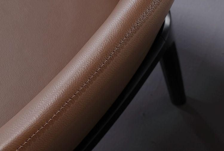 Hyc-F091 Modern Simple Nordic Solid Wood Coffee Shop Hotel Leather Chair for Dining