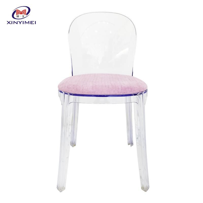 Modern Elegant Furniture Acrylic Transparent Banquet Chair with Cushion