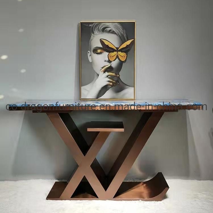 Modern LV Console Table with Marble Top for Home Furniture