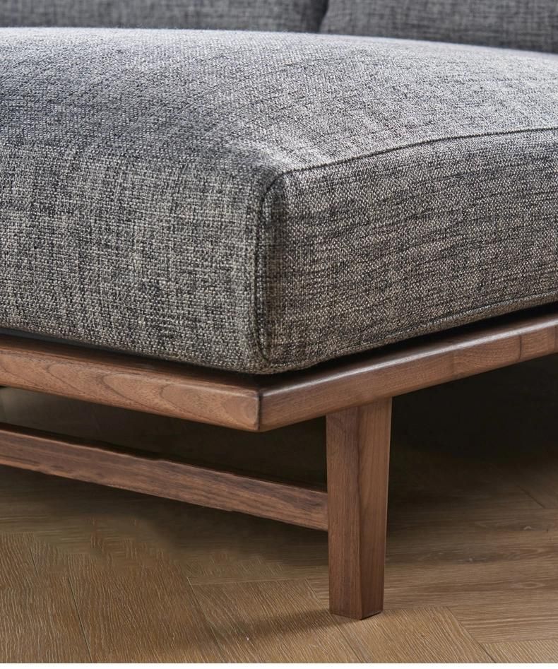 Modern Simply/Light Luxury Walnut Solid Wood Fabric Sofa for Living Room
