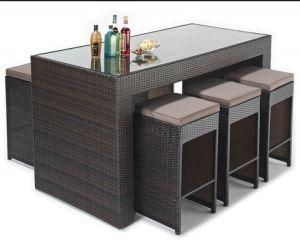 Indoor and Outdoor Home Bar Set Furniture with PE Rattan Weave