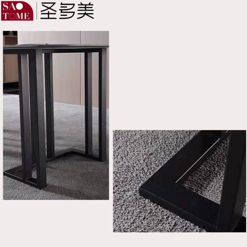 Modern Rock Board Furniture Carbon Steel Square Tube Vertical Bar Dining Table