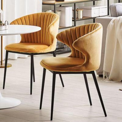Modern Comfortable Fabric Soft Home Restaurant Dining Chair with Metal Legs
