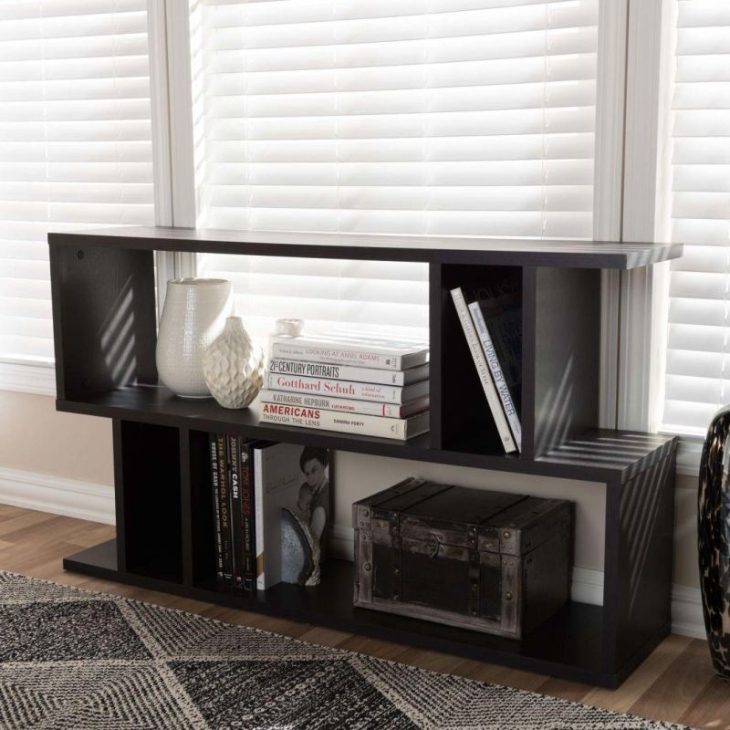 2-Level Modern Bookshelf, Dark Brown