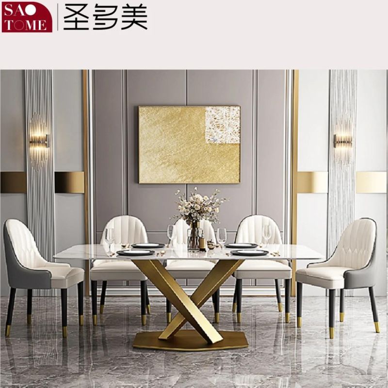 Modern Living Room Dining Room Furniture Cross Table Titanium Dining Table