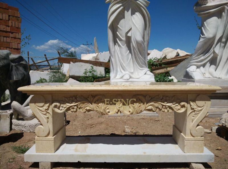 New Design Modern Hand Carved Woman Statue Outdoor Park White Marble Bench for Garden