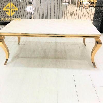 Sawa Banquet Stainless Steel Frame Marble Top Hotel Table for Sale