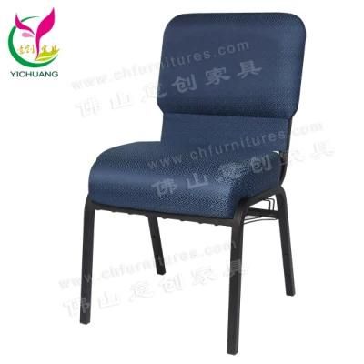 Yc-G38-12 Modern Design Black Iron Bright Reflective Blue Church Chair for Worship