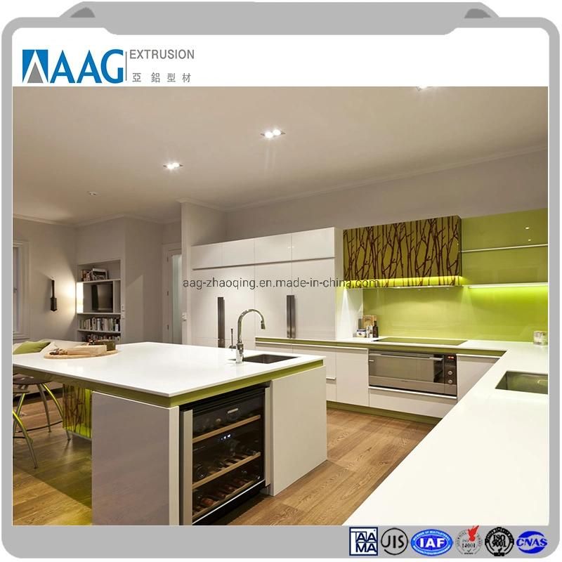 Modern Wooden Grain Aluminum Cabinet Furniture for Kitchen