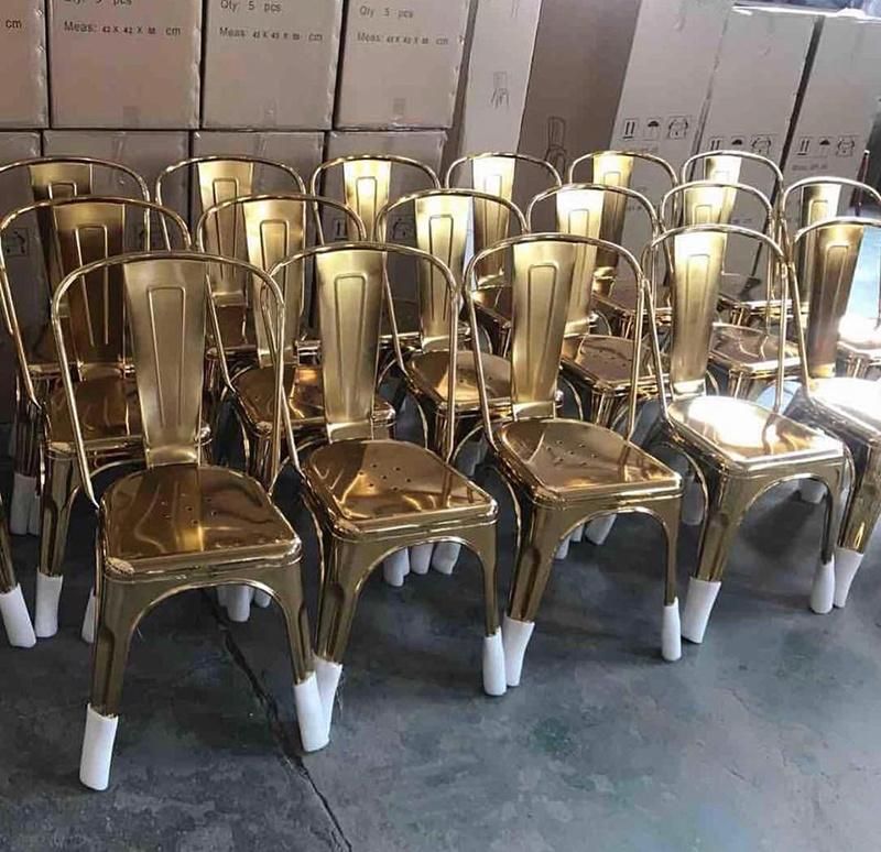 Wholsale Modern Cheap Golden Metal Stackable Wedding Banquet Chair for Event Party Used